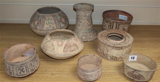 Eight pieces of Indus Valley pottery tallest 15.5cm